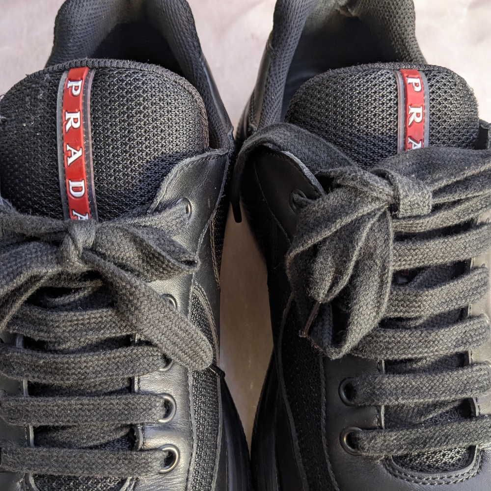 Prada America's Cup Sneakers Black Red Men 10.5 Leather - Picture 5 of 16